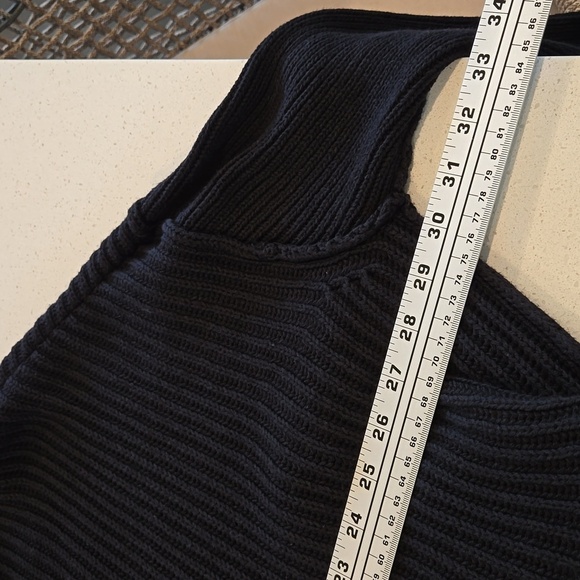 Free People Black Laye Cake Sweater Chunky Oversized Turtleneck Ruffle Hem Small - Picture 12 of 16